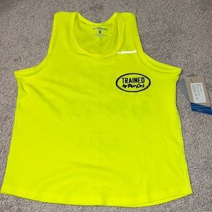 Brooks Neon Yellow Cropped Tank Top - Size Medium